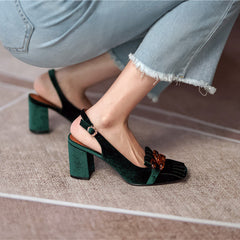 Carla Vintage Slingback Chunky Heels Newgew