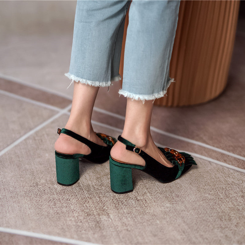 Carla Vintage Slingback Chunky Heels Newgew