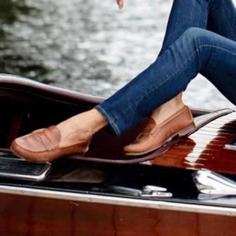 Vintage Slipper zum Hineinschlüpfen, niedriger Absatz, Pu-Leder-Loafer