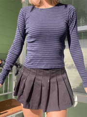 Vintage Striped Long Sleeve Crop Top