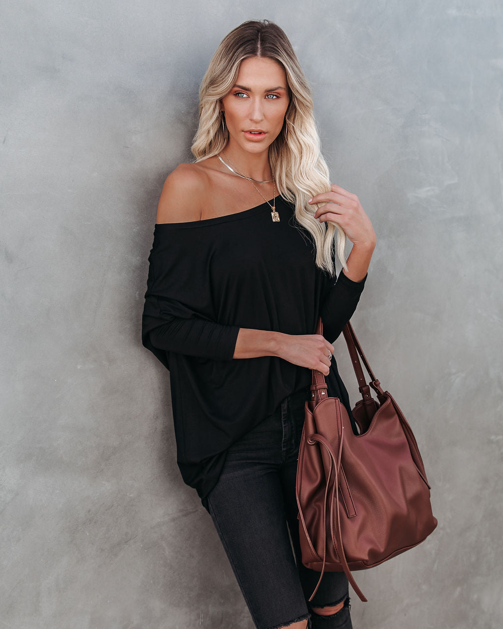 Wear It Well Long Sleeve Bamboo Knit Top - Black
