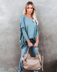 Wear It Well Long Sleeve Bamboo Knit Top - Dusty Teal
