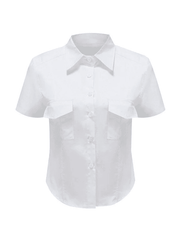 White Cropped Short Sleeve Blouse