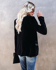 Wine Me And Dine Me Samtblazer mit Taschen - Schwarz