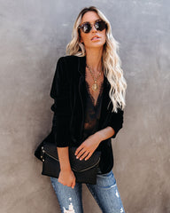 Wine Me And Dine Me Samtblazer mit Taschen - Schwarz