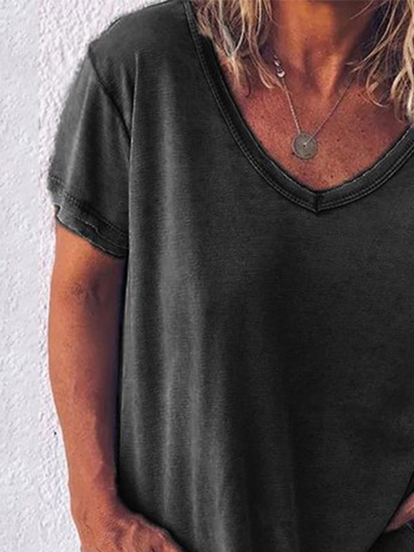 Damen T-Shirt mit V-Ausschnitt und kurzen Ärmeln