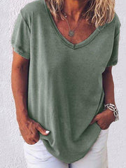 Damen T-Shirt mit V-Ausschnitt und kurzen Ärmeln