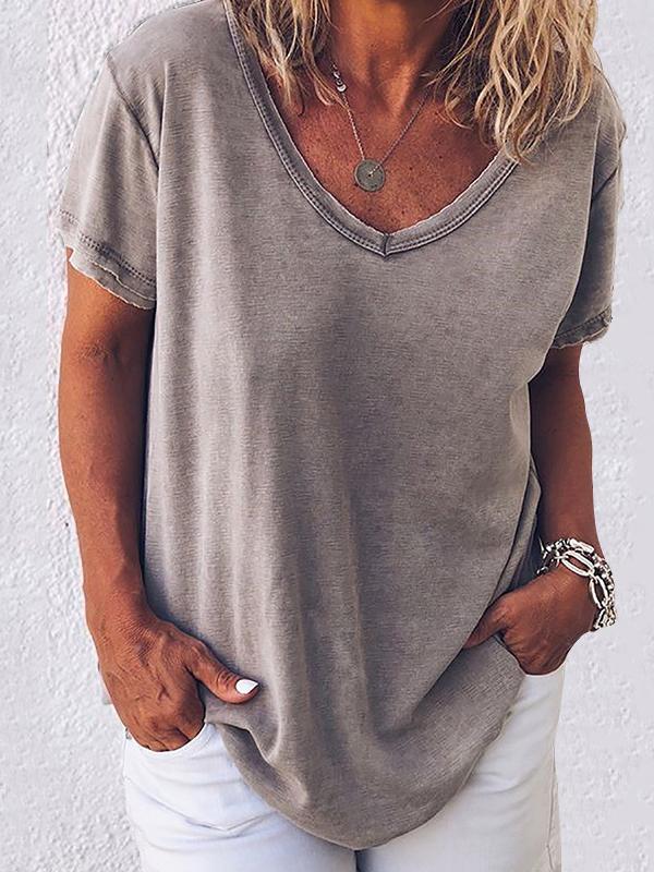 Damen T-Shirt mit V-Ausschnitt und kurzen Ärmeln