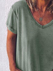 Damen T-Shirt mit V-Ausschnitt und kurzen Ärmeln