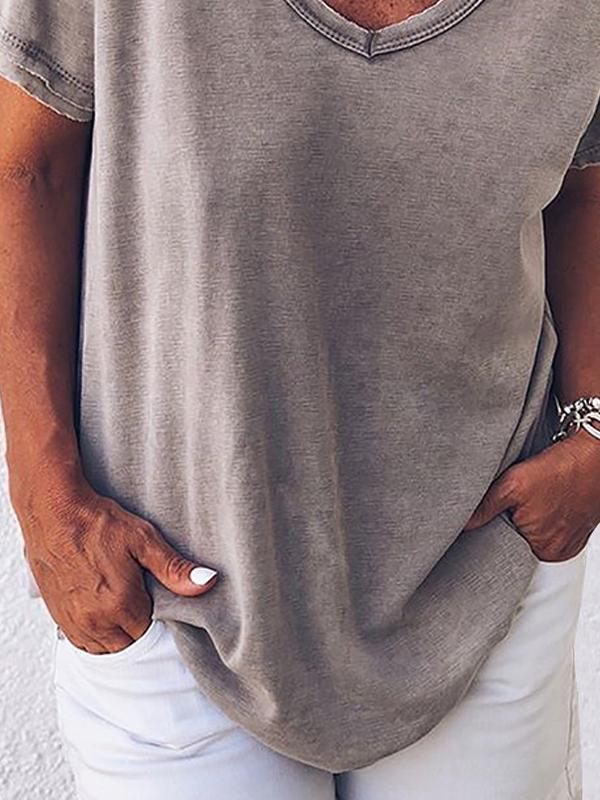 Damen T-Shirt mit V-Ausschnitt und kurzen Ärmeln