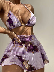 Bikinis Bedruckte dreiteilige Bikini-Bademode