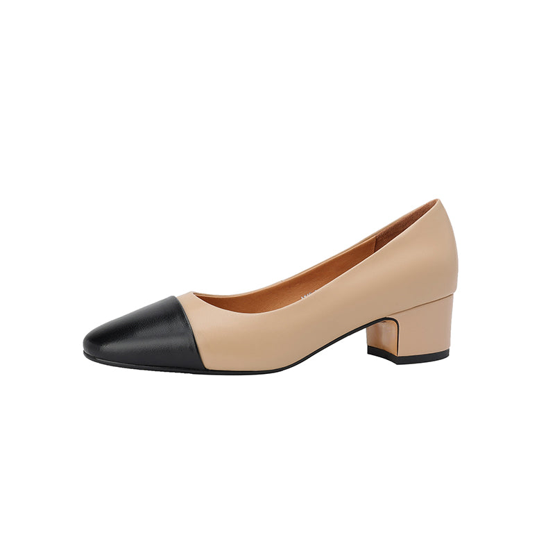 Göttliche flache Schuhe aus echtem Leder mit Kappe und niedrigem Absatz