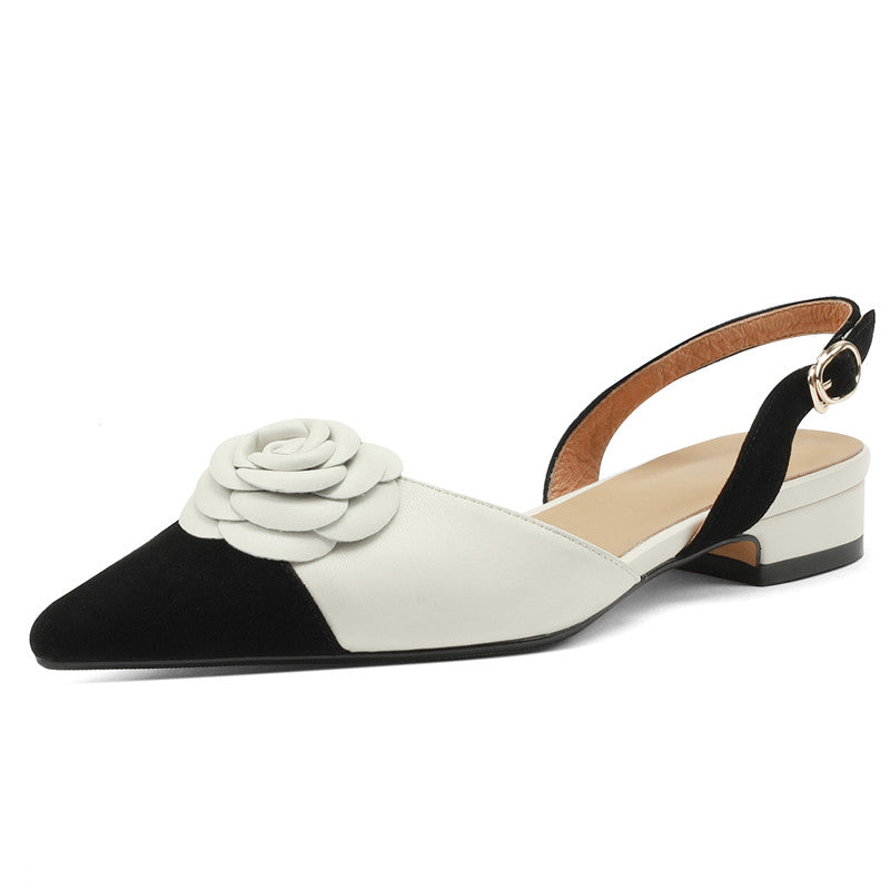 Deja – Handgemachte Slingback-Schuhe mit Blumenmuster und Cap Toe