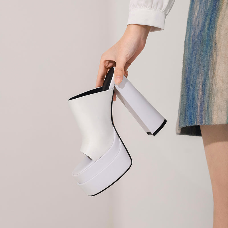 Cora Plateau-Pantoletten mit Peep-Toe und hohem Absatz in Schwarz