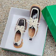 Dalary Handmade Patchwork Platform Chunky Oxfords