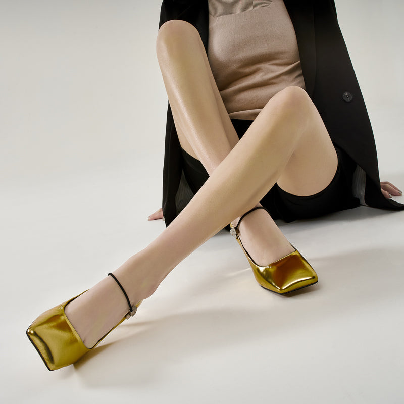 Hiba Genuine Leather Mid Heel Handmade Mary Janes Newgew