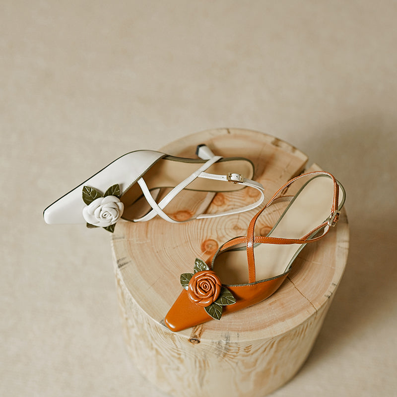 Desirae Vintage Cross Strap Slingback Kitten Heel Pumps NEW GEW