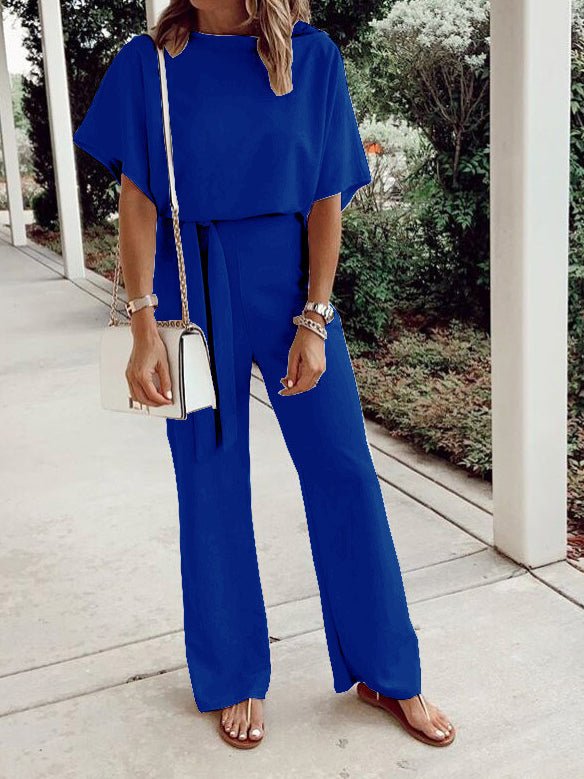 Loose Short Sleeve Lace Up Jumpsuit Ins Street