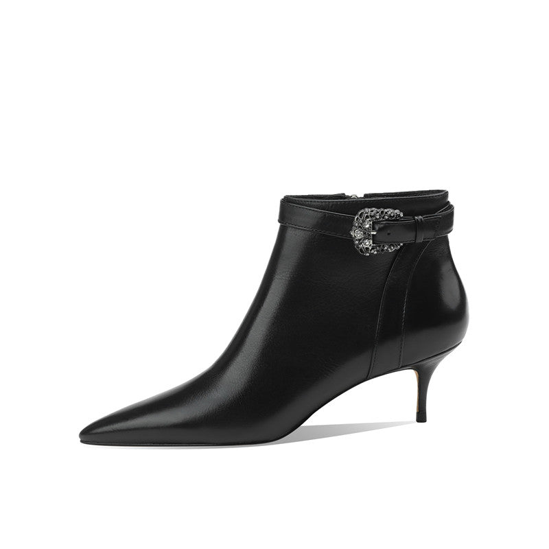 Malia Black Kitten Heel Ankle Boots newgew