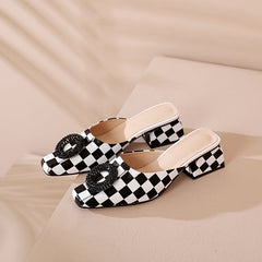 Diane Leopard Print Handmade Low Chunky Heel Mules