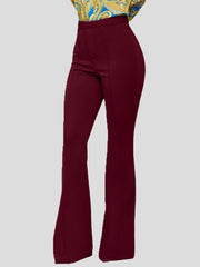 Pants Solid Slim High Waist Flared Pants