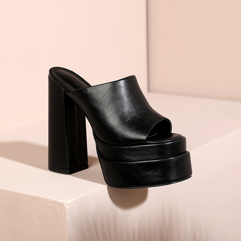 Eliana Platform High Block Heel Mules NEW GEW