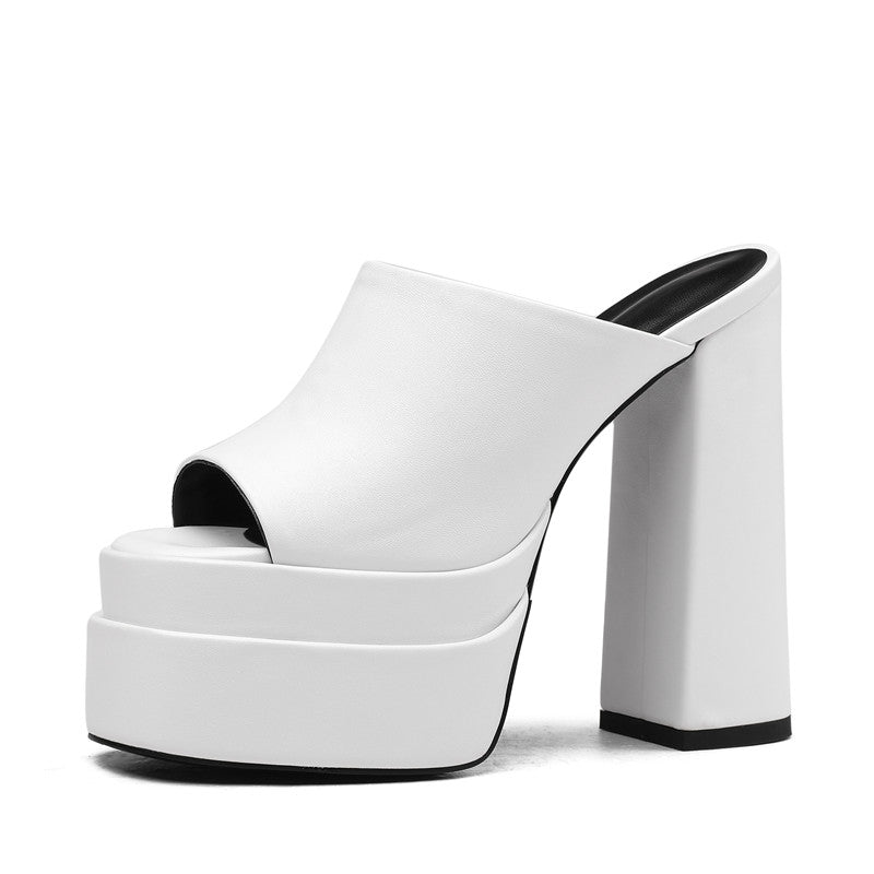 Eliana Platform High Block Heel Mules NEW GEW