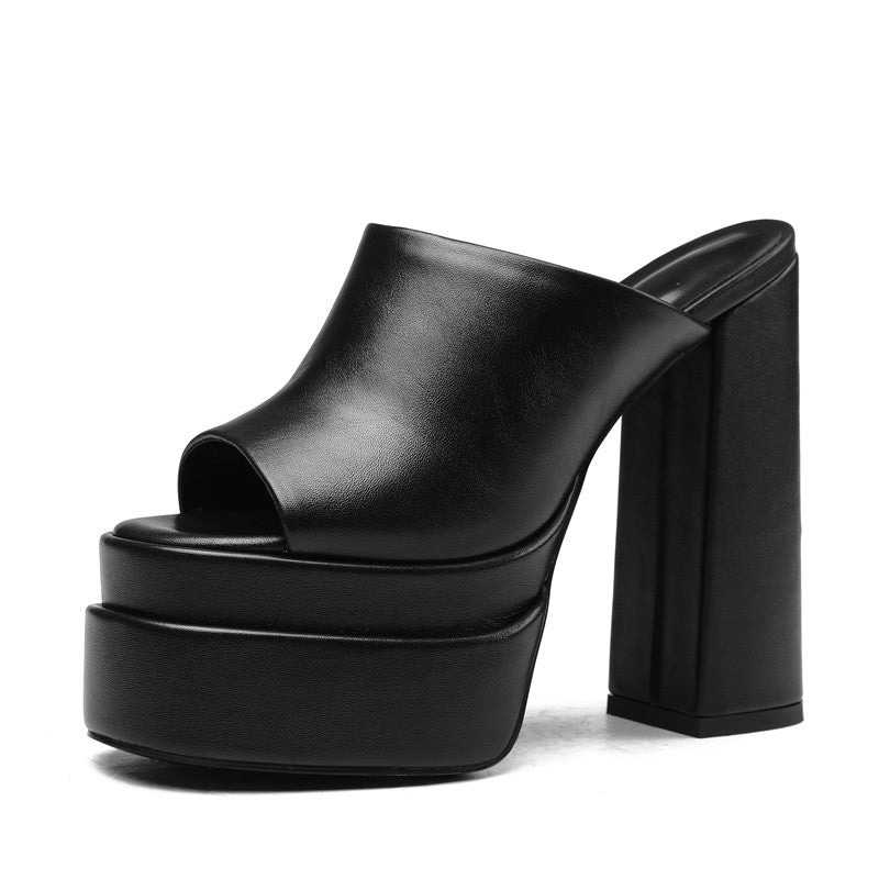 Eliana Platform High Block Heel Mules NEW GEW