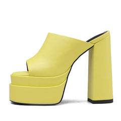 Eliana Platform High Block Heel Mules NEW GEW