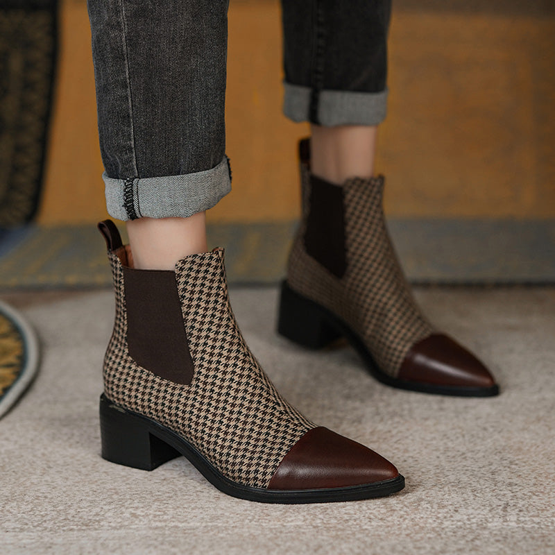 Devyn Plaid Vintage Handmade Chelsea Ankle Boots