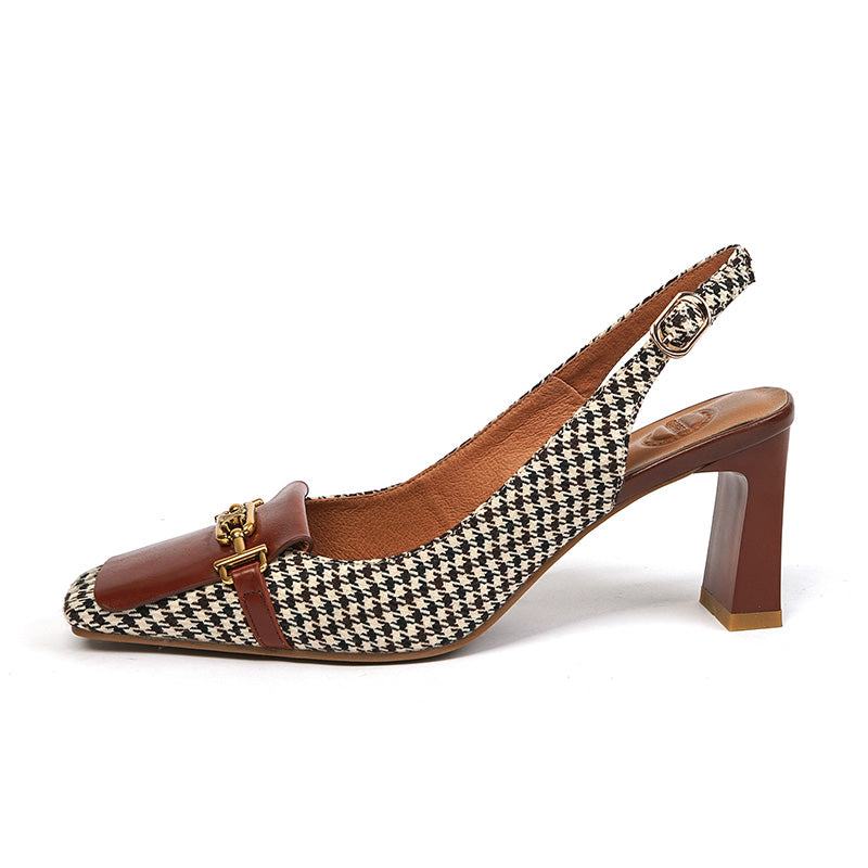 Dara Plaid Slingback Mid Heels NEW GEW
