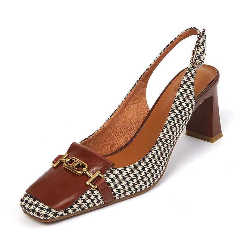 Dara Plaid Slingback Mid Heels NEW GEW