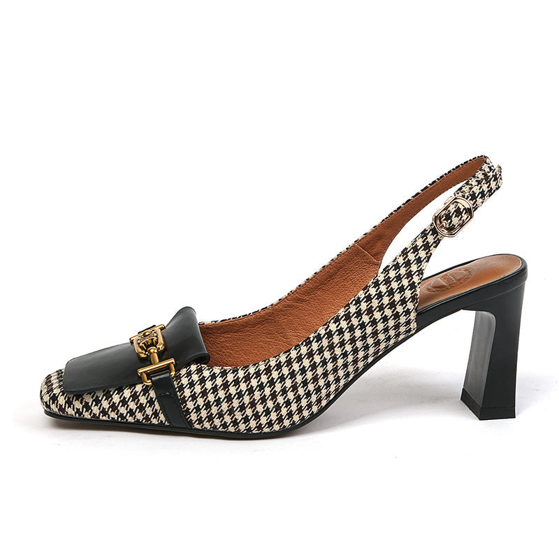 Dara Plaid Slingback Mid Heels NEW GEW