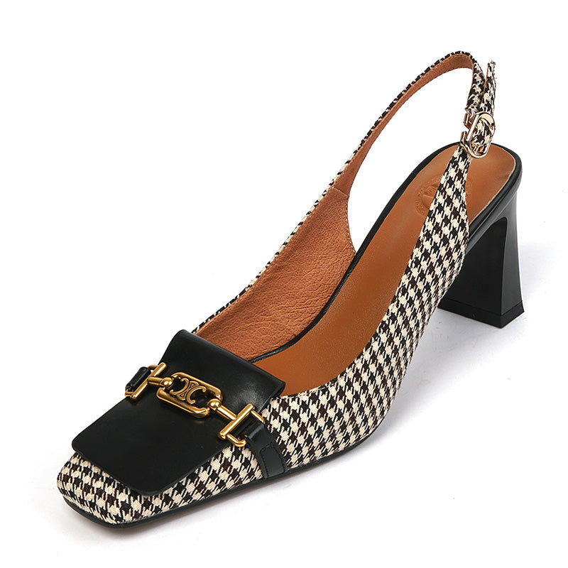 Dara Plaid Slingback Mid Heels NEW GEW