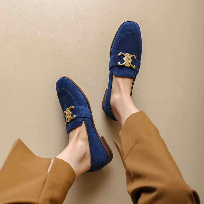 Cataleya Damen-Loafer aus Wildleder mit Kette