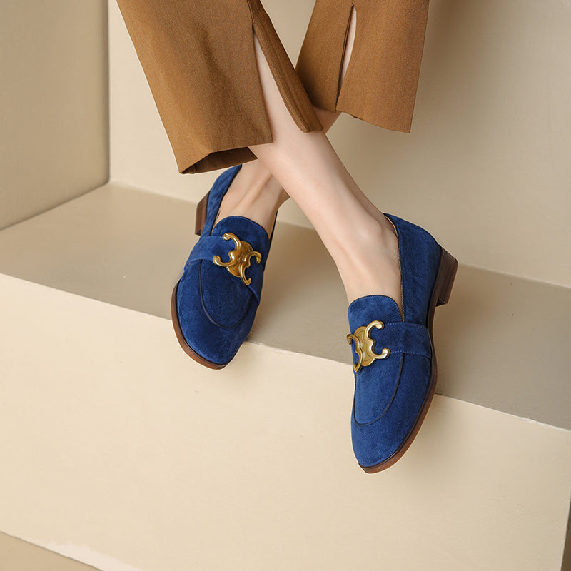 Cataleya Damen-Loafer aus Wildleder mit Kette