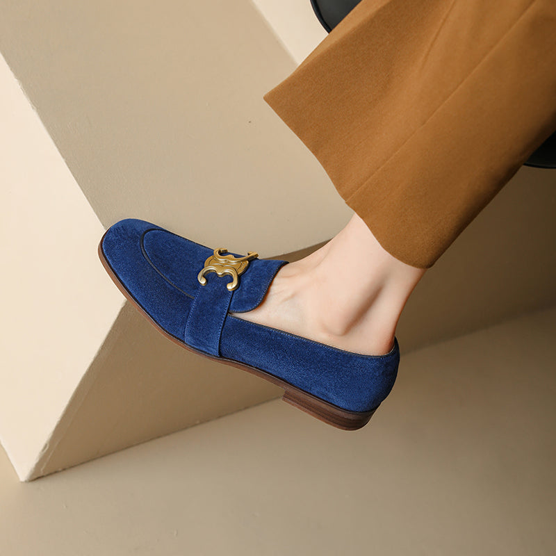 Cataleya Damen-Loafer aus Wildleder mit Kette