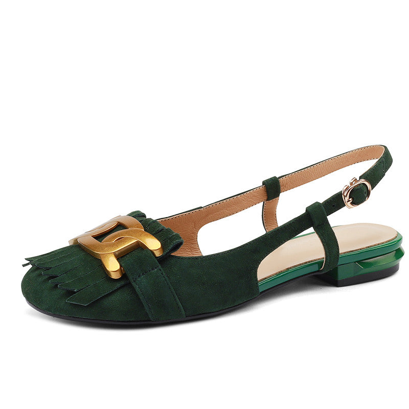 Daliyah – Slingback-Schuhe aus Wildleder mit Quaste und Kette